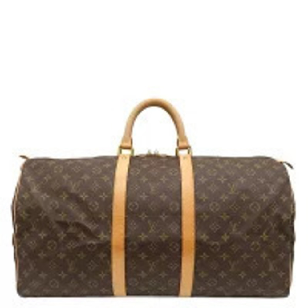 Louis Vuitton Keepall Boston Bag Monogram Canvas Travel Brown Key